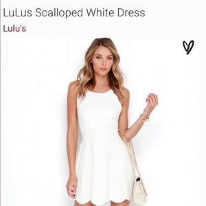 LuLus White Scalloped Skater Dress